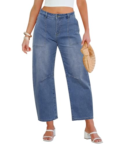 GRAPENT Wide Leg High Waisted Jeans for Women Spring Clothes for Women Clothing Seaport Blue Size...