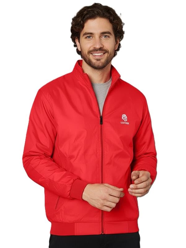 SASSAFRAS Men Light Weight Windbreaker Lined Jacket (Colour: Red) in red