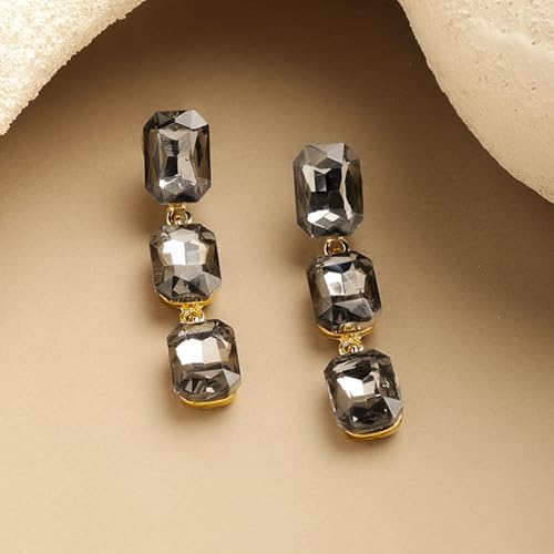 Image of Rubans Drop Earrings American Diamond Crystal Stylish Trendy Jewellery Gift for Women & Girls