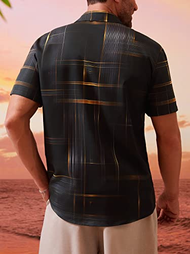Hardaddy Men's Hawaiian Shirt Short Sleeves Printed Button Down Summer Beach Casual Shirts Black XL - Image 6
