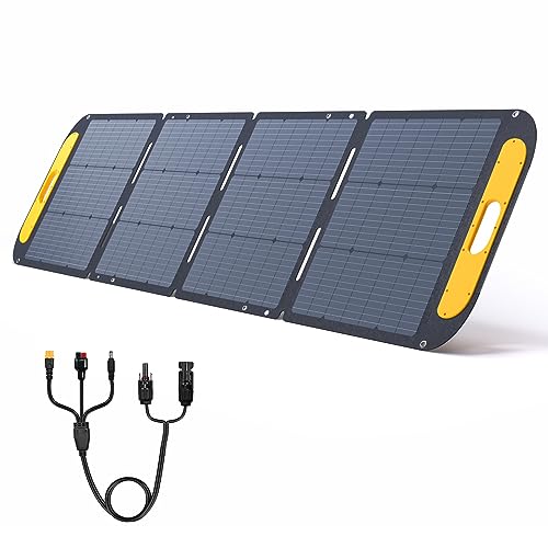 VTOMAN VS200 Pro Portable Solar Panel 200W 48V, 23% Efficiency Foldable Solar Panel w/ IP67 Waterproof & MC-4 Anderson XT60 DC5521 Adapters & Adjustable Kickstands, Off-Grid Power for Home & Camping