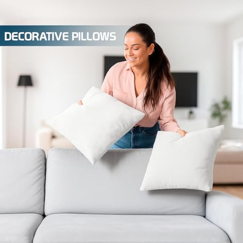 Image of Premium Polyester Fiber Cushion Fillers - Pack of 5 Pcs | 22 x 22 Inches | White| Cushions, Sofa Pillow, Cushion for Sofa, Cushion for Bed, Decorative Pillow, Pillow for Support