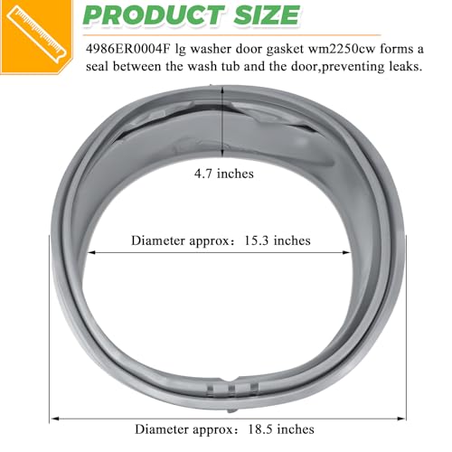 4986ER0004F WM2250CW WM2050CW WM2301HR WM2101HW Washer Door Gasket(O-E-M) Fit for LG Kenmore Front Load Washer Door Boot Seal 4986ER0004F 4986ER0004J 4986ER0004K 4986ER0004M 4986ER0004N by Techecook by Techecook - Used condition - Image 2