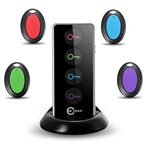 Esky Sleutelvinder, Esky Wireless Key Finder RF draadloze spookvinder zender met 4 ontvangers LED zaklamp geluidssignaal…