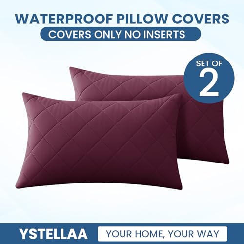 YSTELLAA Kissenbezug 50x80CM 2er Set, Bordeauxrot – Ansicht 2