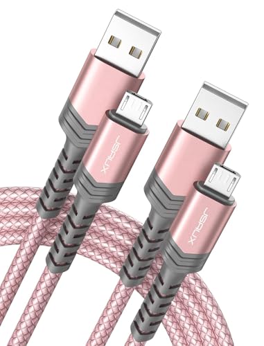 JSAUX Câble Micro USB [2M Lot de 2] Durable 3A Charge Rapide Câble Micro USB 2.0 Compatible avec...