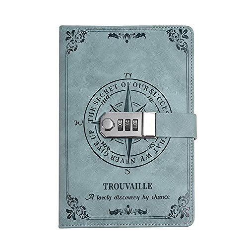 WANLIAN Diario cerrado, cuero vintage con motivo náutico, con portalápices, apto para notas de...