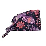 Gorro De Protección Flores De Dinosaurio De Dibujos Animados Transpirable Gorro De Cocina Cómodo Turbante para Mujer Hombre Pelo Largo
