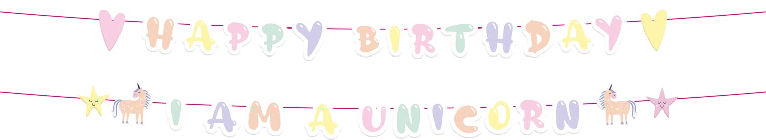 Folat Unicorns & Rainbows 68285 Letter Garlands, Pack of 2, Multi-Coloured