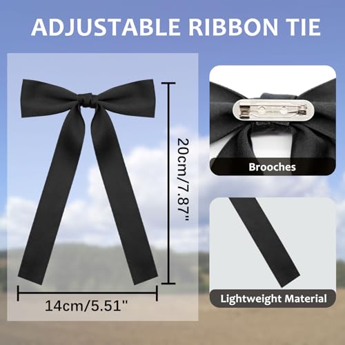 Image of LJBFNN Western Ties for Men Women, Black Clip on Ribbon Bow Tie, Pre-Tied Colonel String Tie for Party Shirt Uniform Wedding