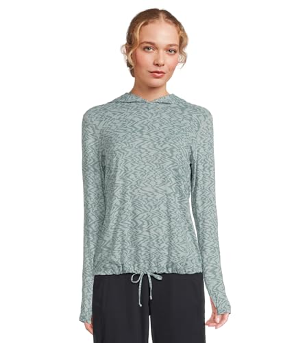 Mountain Hardwear Women's Crater Lake Long Sleeve Hoody, Ice Shadow Peaks Print, M