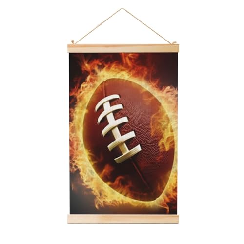 Toile football américain en flammes pour habiller un mur vide et décorer une salle de sport