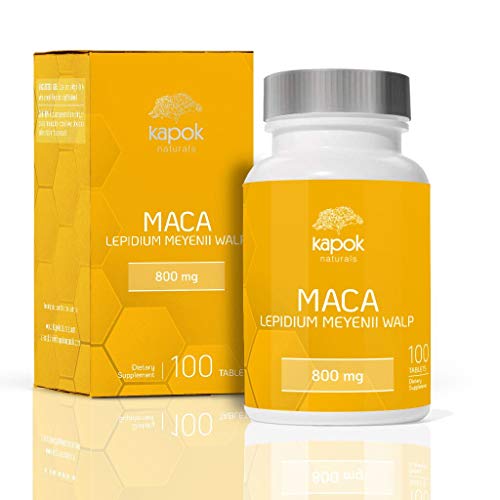 Kapok Naturals Maca Root (100 x 800mg Maca Root Tablets) Peruvian Maca Root for Men & Maca for Women. Alleviate Stress, Fatigue and Increase Energy. Maca Root Pills also available in Maca Capsules