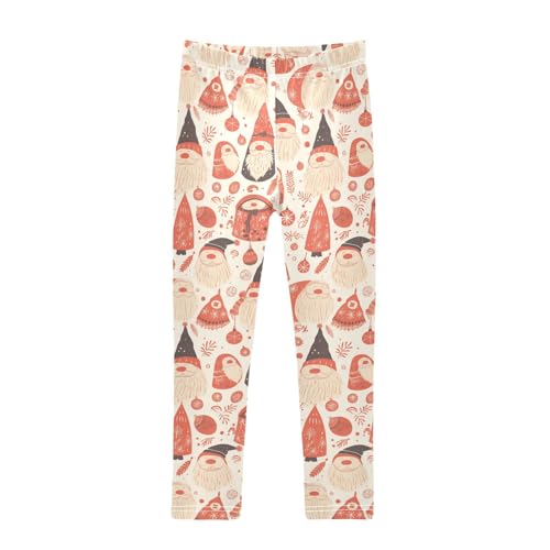 KLL Christmas Texture Gnomes Red Candies Girls Basic Leggings Comfortable High Waisted Yoga Pants Exercise