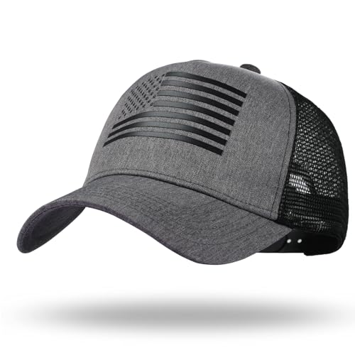 Image of Oversize XXL American Flag Trucker Hat Sport Snapback Hat, Large Size Breathable Mesh Baseball Cap for Men Big Head