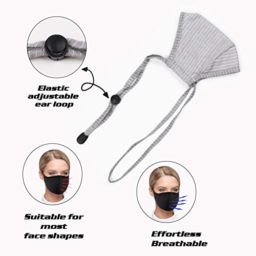 Tie Cotton Reusable Face Mask Women Men male female Fashion Lanyard Washable Breathable Designer Cloth Fabric Madks Cubre Bocas mascarillas adjustable Adult Earloop Mouth Nose Cover point black blue - Thumbnail 3