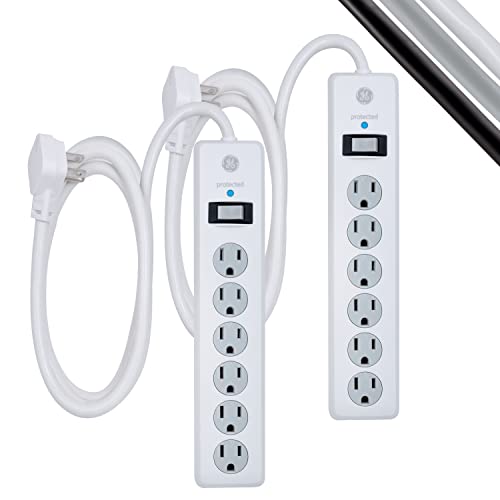GE Surge Protector Power Strip, 6 Ft Extension Cord, 6 Outlet Extender, 800 Joules, Flat Plug...