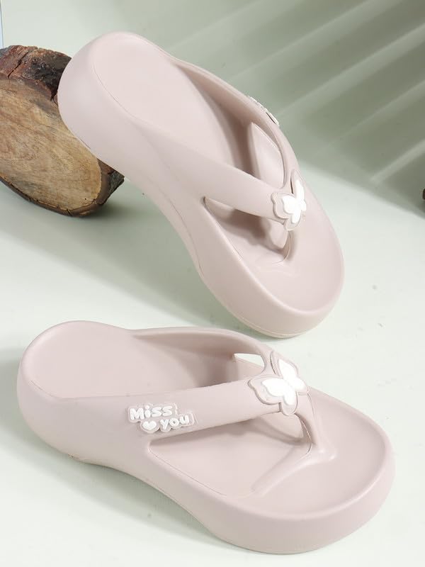 Image of Sukun BTRFLY Women's Soft Anti-Skid Flip-Flops Stylish Comfortable Waterproof Slip-On Slippers for Daily Use
