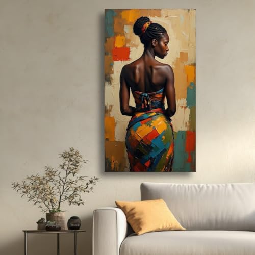 Tableau sur toile femme africaine haute définition au design abstrait