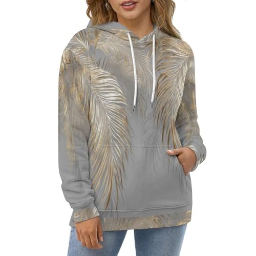 Sweat à capuche imprimé 3D feuilles palmier luxueuses mode