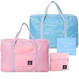 Bixzegg 2 Pack Foldable Travel Duffle Bag 25L Lightweight, Luggage Sports Gym Water Resistant Nylon,