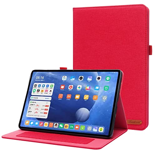 Coque Xiaomi Mi Pad 5 et Pro 2021 en tissu rouge avec support pliable
