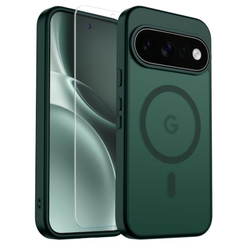 Image of SUPFINE Magnetic for Google Pixel 11 Case - Forest Green | With Screen Protector,Translucent Matte,Built-in Magnets,Military Grade Drop Protection,Shockproof Phone Cover