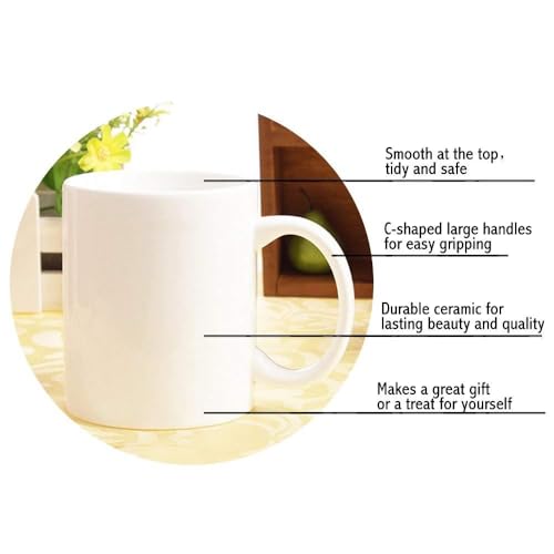 Taza de cerámica blanca de 11 oz para café o té miniatura 6