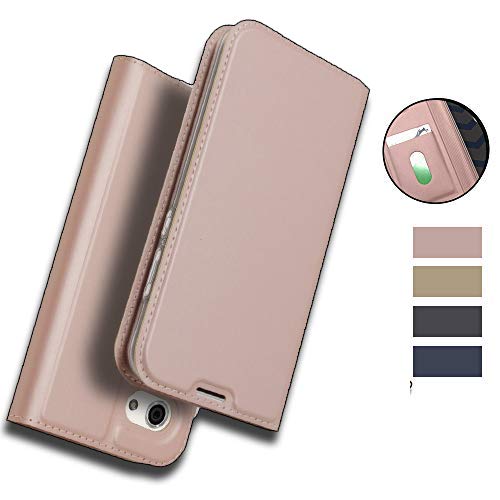 aquos r compact shv41 / 701SH ケース Cavor クラシックPUレザーケーススリムフォリオブックカバー クレジットカードスロット付き ノートブック型スタンドホルダー マグネット閉鎖 aquos r compact shv41手帳カバー 701SH 手帳カバー 機能 軽量 超薄型 耐摩擦 - ピンク