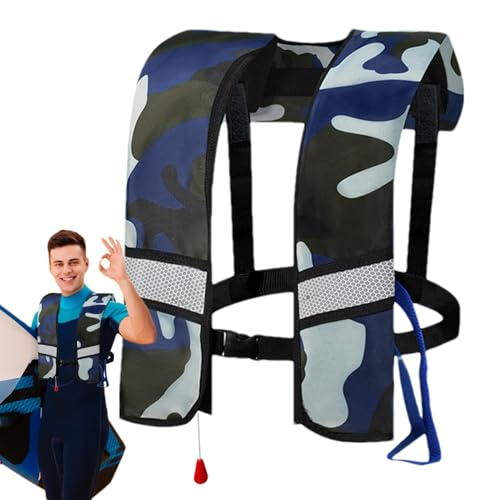 Chaleco salvavidas inflable | Chaleco inflable para adultos - Reflectores fluorescentes adjuntos, ayuda a la flotabilidad para pesca en alta mar, kayak