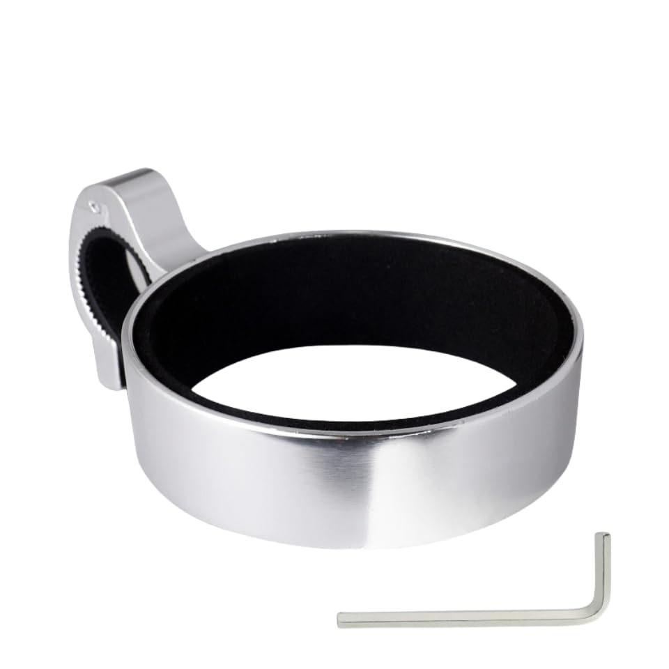 Premium Aluminium Bike Handlebar Cup Holder - Secure, Stylish, and Versatile, Baby Strollers Available (A Cup Holder-Silver)