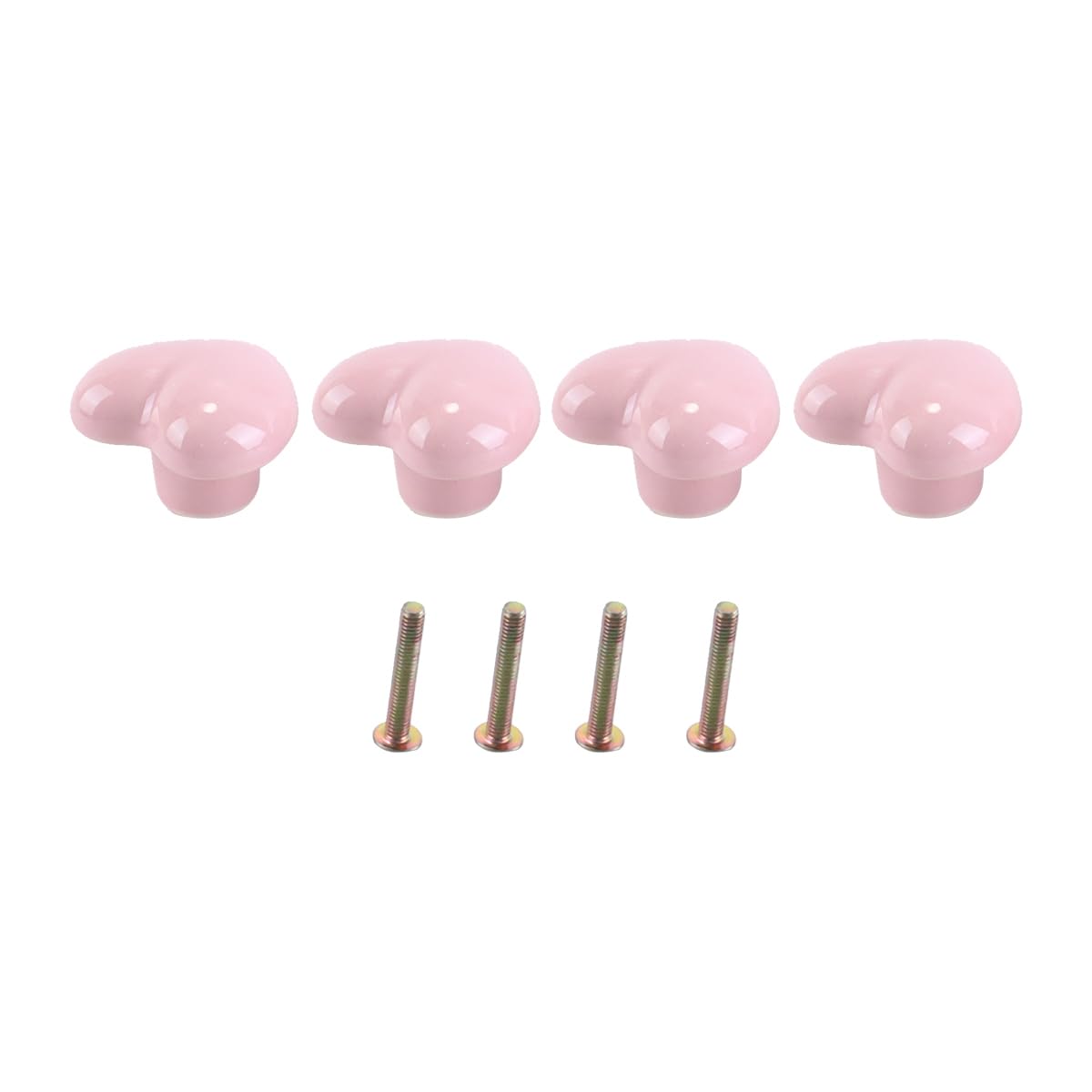 ACOLY 4Pcs Cute Chest Of Drawers Knobs Ceramic Cabinet Knobs Love Shape Door Pull Knob for Cupboard Drawer Kitchen Wardrobe (Pink)
