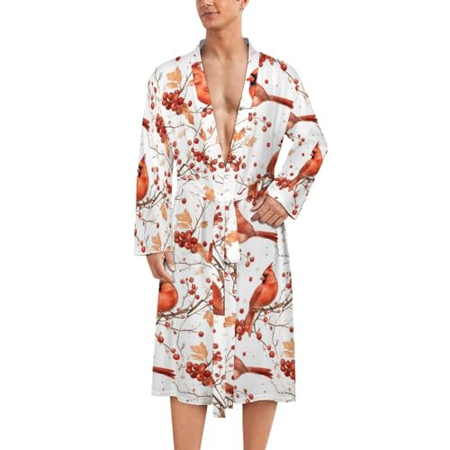 Peignoir de bain homme en tissu léger style kimono imprimé cardinal