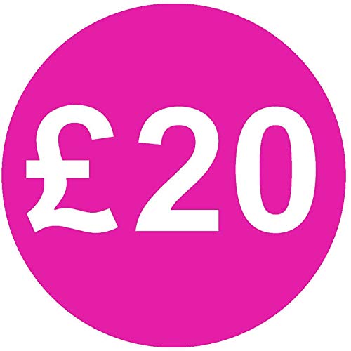 £ Pink Price Stickers - 13mm, £20, 10000