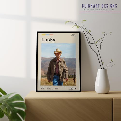 Image of BLINKART Lucky Vintage Movie Poster Frame 8x12 Inch | Premium 300 GSM Paper Wall Print | Mid Century Vintage Film Artwork for Home, Bedroom, Living Room, Office | Framed Photo Decor