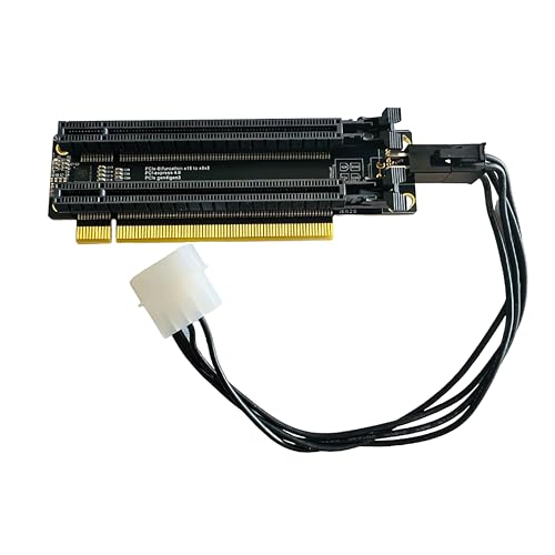 Sintech PCI-e 4.0 16X to 2 Ports PCIe 8X/16X Expansion Card,PCIe Bifurcation x16 to x8x8 Split Card with ATX 4pin Power Cable