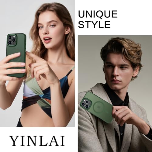 Image of YINLAI for iPhone 16 Pro Max Case 6.9-inch,Magnetic Compatible with MagSafe, Slim Matte Anti-Fingerprint, Shockproof Full Body Military Grade Protection for iPhone 16 Pro Max Cover, Green