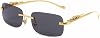 Dollger Rectangle Rimless Sunglasses for Women Men Leopard Arms 70s 80s Retro Sun Glasses
