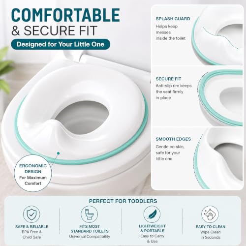 Image of Zollyss Potty Seat for Kids 2-5 Years, Portable Baby Toilet Seat Cover with Splash Guard, Non-Slip Toddler Potty Training Seat for Boys & Girls, Fits Round & Oval Western Toilets, Blue