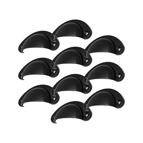 Kit 10 Puxadores Concha Para Móveis Armários Colonial 64mm (Preto Fosco)