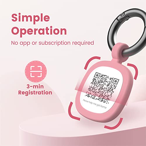 Pawaii Silent Silicone Dog ID Tag, Modifiable Pet Online Profile and Emergency Contacts, Scan QR for Instant Location Alerts, 1 Pack (Pink) - Image 5
