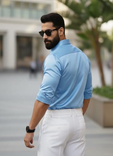 Image of IndoPrimo Men's Stylish Satin Shirt for Party, Formal, Daily and Casual Wear Full Sleeve Shirt for Men