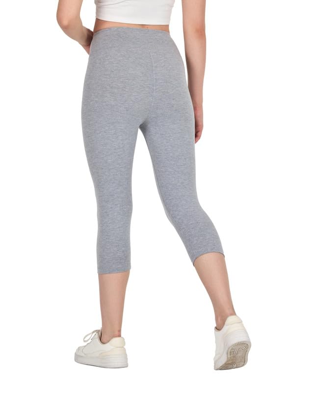 COMEOR Leggings Damen 3/4 Atmungsaktiver Baumwolle - High Waist Caprihose, Kurze Sport Leggins, Radlerhose Elastische Blickdicht Yogahose Sporthose