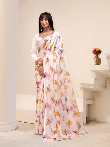 Image of Garden Vareli Floral Print Nara Chiffon Saree 73475