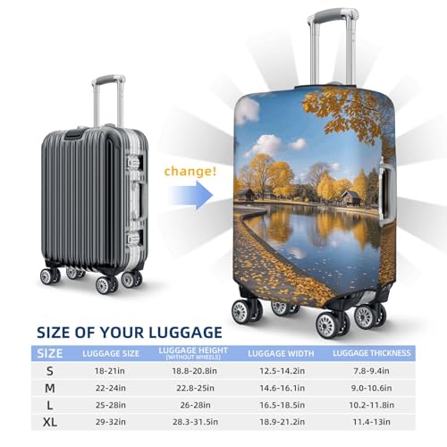 Luggage Cover Elastic Suitcase Cover Protector Washable Travel Baggage Covers Autumn Park Luggage Covers Carry On Suitcase Baggage Cover 18-32 Inch X-Large2