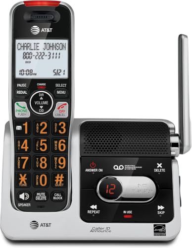 Image of AT&T BL102 DECT 6.0 Cordless Phone for Home with Answering Machine, Call Blocking, Caller ID Announcer, Audio Assist, Intercom, and Unsurpassed Range, Silver /Black, 1 Handset (Pack of 6)