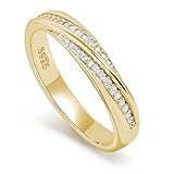 Meissa 2Pcs Couple Rings for Men and Women 925 Sterling Silver Wedding Band Matching Promise Rings Size Adjustable Handmade Bridal Jewellery Size F-T 1/2 (Women‘s Ring (Gold))