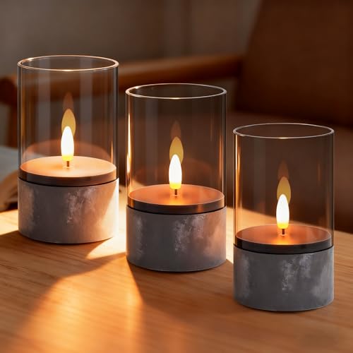 Weihnachtsdeko mit Kerzen 18 Dixmas 3 Stück Flammenlose LED Kerzen, realistische flackernde Kerzen...