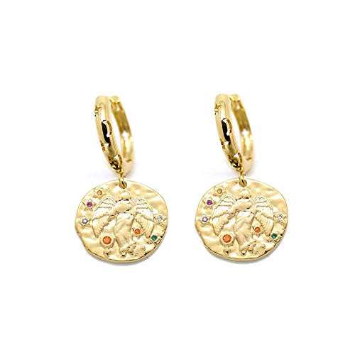 Les Bijoux Acidulés - Boucles d'oreilles mini créoles signe zodiaque de la Vierge doré à l'or fin 16 carats - Bijoux créateur tendance pour femme ou...