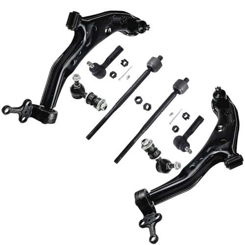 Image of Detroit Axle - Front 8pc Suspension Kit for 01-06 Nissan Sentra 2001 2002 2003 2004 2005 2006, 2 Lower Control Arms w /Ball Joint Assembly 2 Sway Bar Links 4 Tie Rod Ends Replacement